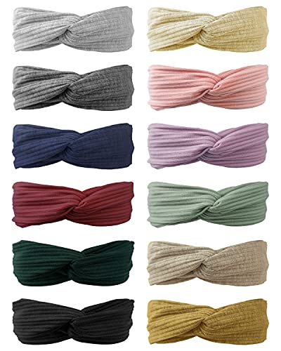 Knotted Headbands for Women and Girls, Head Bands No Slip Fashion for Women and Girls, 12 Pcs Headbands for Girls with 12 Colors