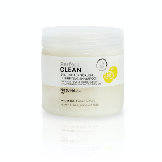 NatureLab Tokyo Perfect Clean Clarifying Scalp Scrub LIMITED EDITION: 2-in-1 Shampoo and Scalp Scrub Hair Treatment to Clarify and Remove Product Buildup for Immense Shine | Yuzu Scent | 8.1 OZ / 230G
