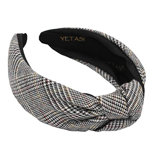 YETASI Plaid Black Headbands for Women are always Trendy. Knotted Headband for Woman is a Designer Headband