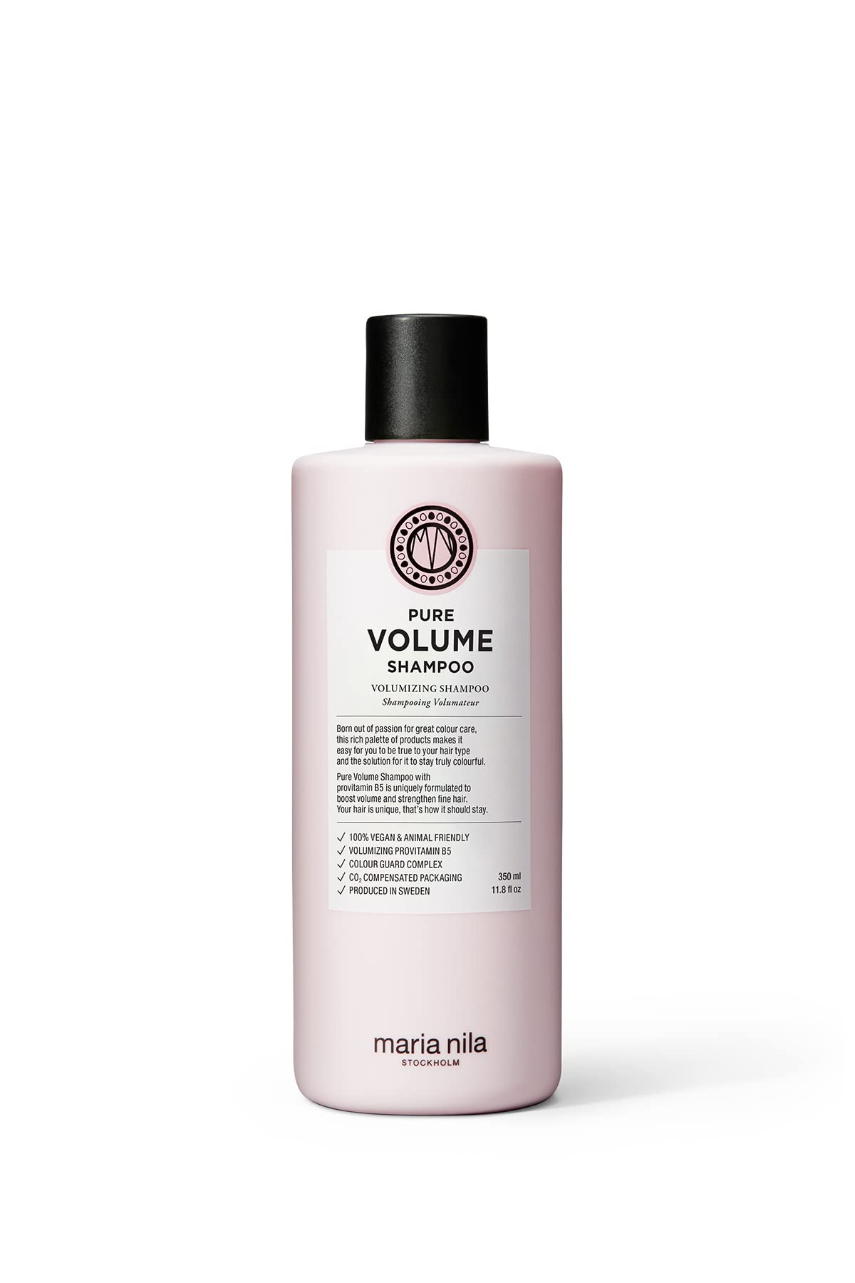 Maria Nila Pure Volume, Shampoo 11.8 Fl Oz, Vitamin B5 Gives Volume to Thin & Fine Hair, 100% Vegan & Sulfate/Paraben free