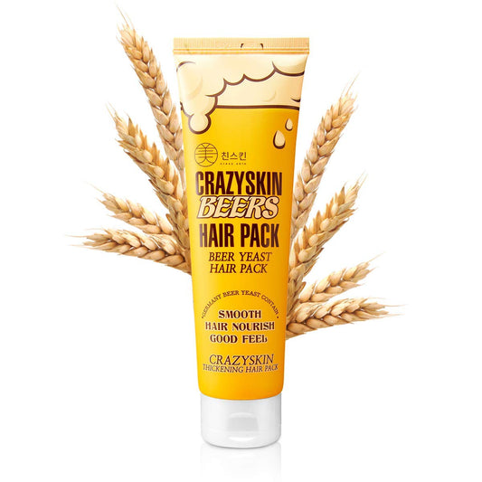 CRAZY SKIN German Beers Regrowath Hair Pack - pH5.5 German Beer Yeast Hair Treatment Mask - Protein, Keratin, Argan Oil, Collagen Contained - Repair Dry, Damaged or Color Treated Hair 6.77oz(200ml)
