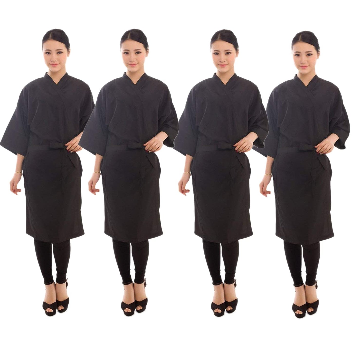 PERFEHAIR Salon Client Gown Robes Cape, Pack of 4, Hairdressing Gown Smock for Hair Stylist to Hair Cutting, Hair Coloring-Black