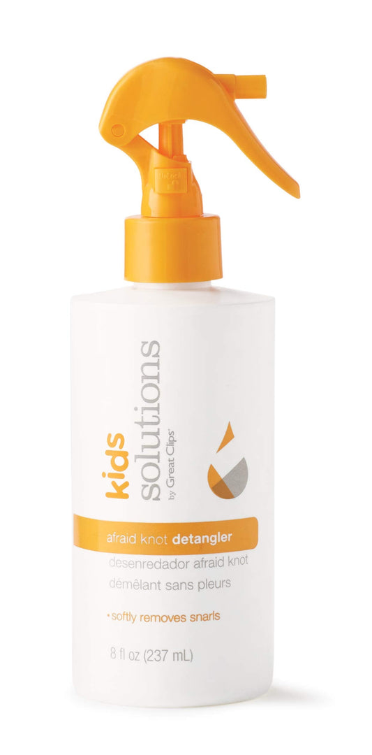 GREAT CLIPS Solutions Kid's Afraid Knot Detangler, 8oz | Light Detangling Spray for Children | Protects & Moisturizes Hair | Recommended for Ages 4-10