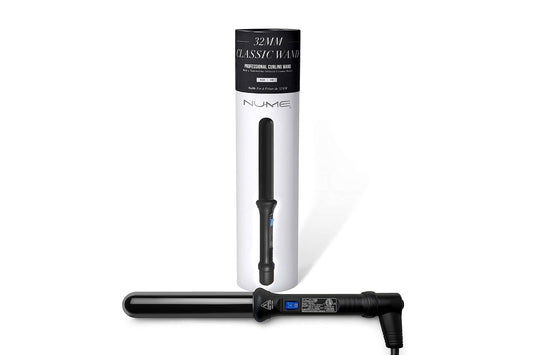 NuMe Classic Ceramic Curling Wand - Tourmaline 1.25 Inch Barrel Hair Curler, Negative Ion Conditioning, Far Infrared Heat - All Hair Types - Black