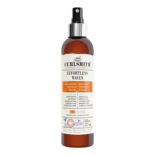 CURLSMITH - Effortless Waves Styling Spray, Lightweight and Moisturising, Reduce Frizz, Natural Look, For Wavy and Curly Hair, Vegan (8oz)
