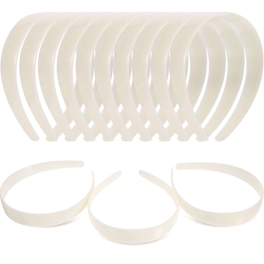HESTYA White Craft Plastic Headbands 1 Inch Plain No Teeth DIY Hair Bands Plain Headbands (40 Pieces)