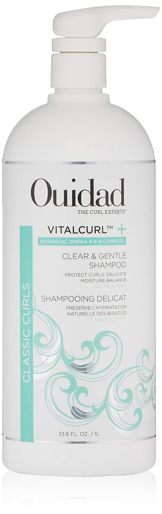 OUIDAD Vitalcurl+ Clear & Gentle Shampoo Liter Size, 33.8 oz.