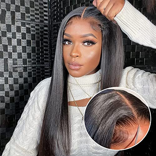 CHEETAHBEAUTY 5x5 Straight Wear and Go Glueless Wigs Pre Plucked 5x5 HD Lace Front Wigs Human Hair Pre Cut Lace Closure Human Hair Wigs for Black Women With Baby Hair 150% Density(18inch)