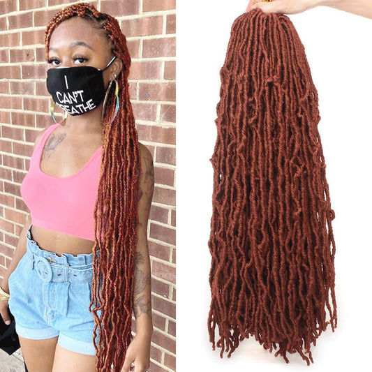ZRQ 24 Inch New Faux Locs Crochet Hair 6 Packs Ginger Soft Locs Pre-looped Goddess Locs Curly Wavy 350 Crochet Locs Hair Synthetic Copper Red Locs Afro Roots Dreadlocks Hair Extensions 350#