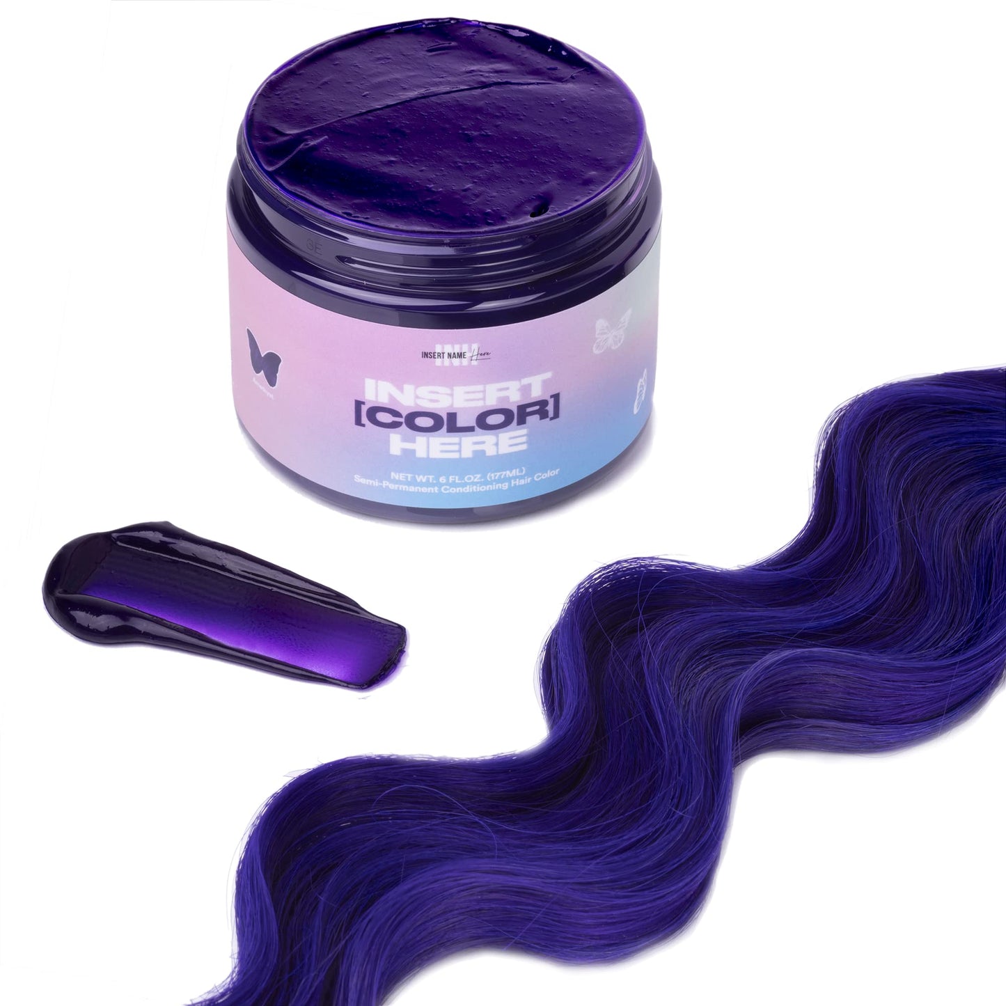 INH Semi Permanent Hair Color Amethyst, Color Depositing Conditioner, Temporary Hair Dye, Tint Conditioning Hair Mask, Safe, Purple Hair Dye - 6oz