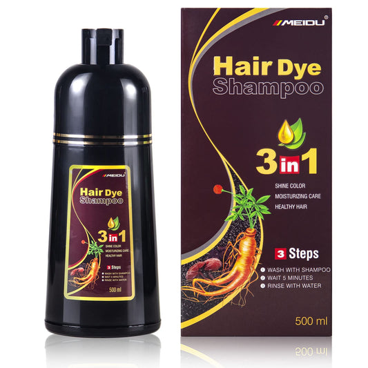 Ivnil Meidu Dark Brown Hair Dye Shampoo Instant Hair Color Shampoo for Gary Hair - for Women & Men 3 in 1-100% Grey Coverage - Herbal Ingredients Hair Coloring Shampoo in Minutes 500ML