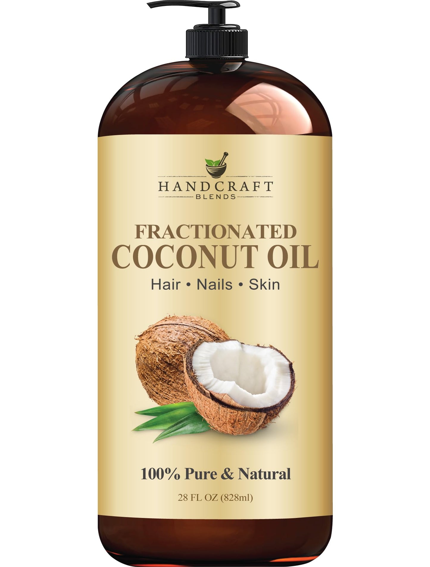 Handcraft Blends Fractionated Coconut Oil - 100% Pure & Natural Premium Grade Coconut Carrier Oil for Essential Oils, Massage Oil, Moisturizing Hair Oil & Body Oil - 28 fl. Oz