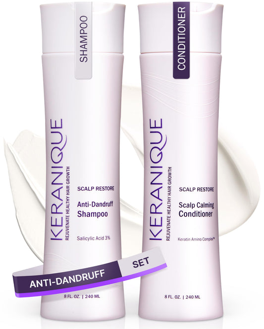 Anti Dandruff Shampoo & Scalp Restoring Conditioner - Sulfate-Free, Gentle for Color-Treated Hair - Best for Thinning Hair & Dry Scalp - Antidandruff Shampoo for Women & Deep Conditioner by Keranique