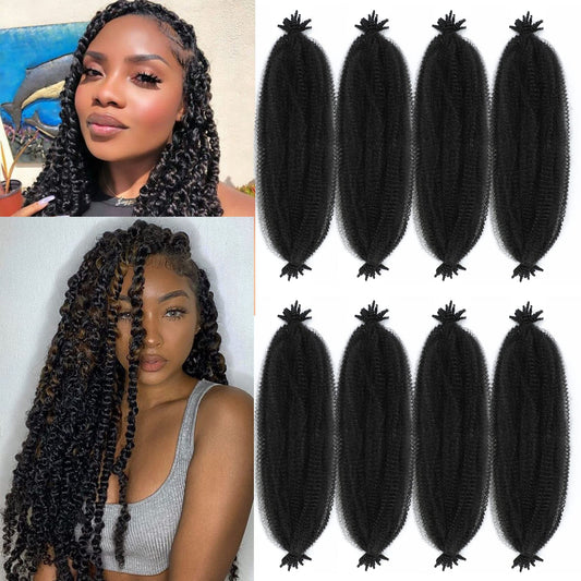 Ayana Springy Afro Twist Hair 24 Inch Pre-Separated Marley Twist Braiding Hair 8 Pack Spring Twist Hair Afro Twist Hair For Soft Locs Crochet Hair Marley Hair For Black Women 1B