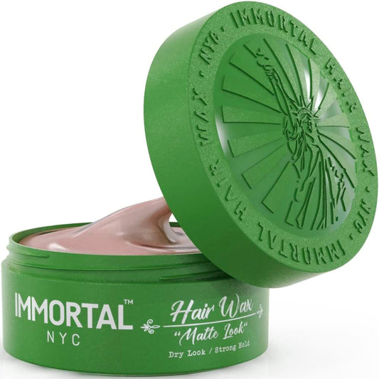 Immortal NYC Matte Look Hair Wax - 7 out of 9 Holding Ability, Matte Finish - All Natural Water-Based Hair Wax for Men - No Residue, All Hair Types