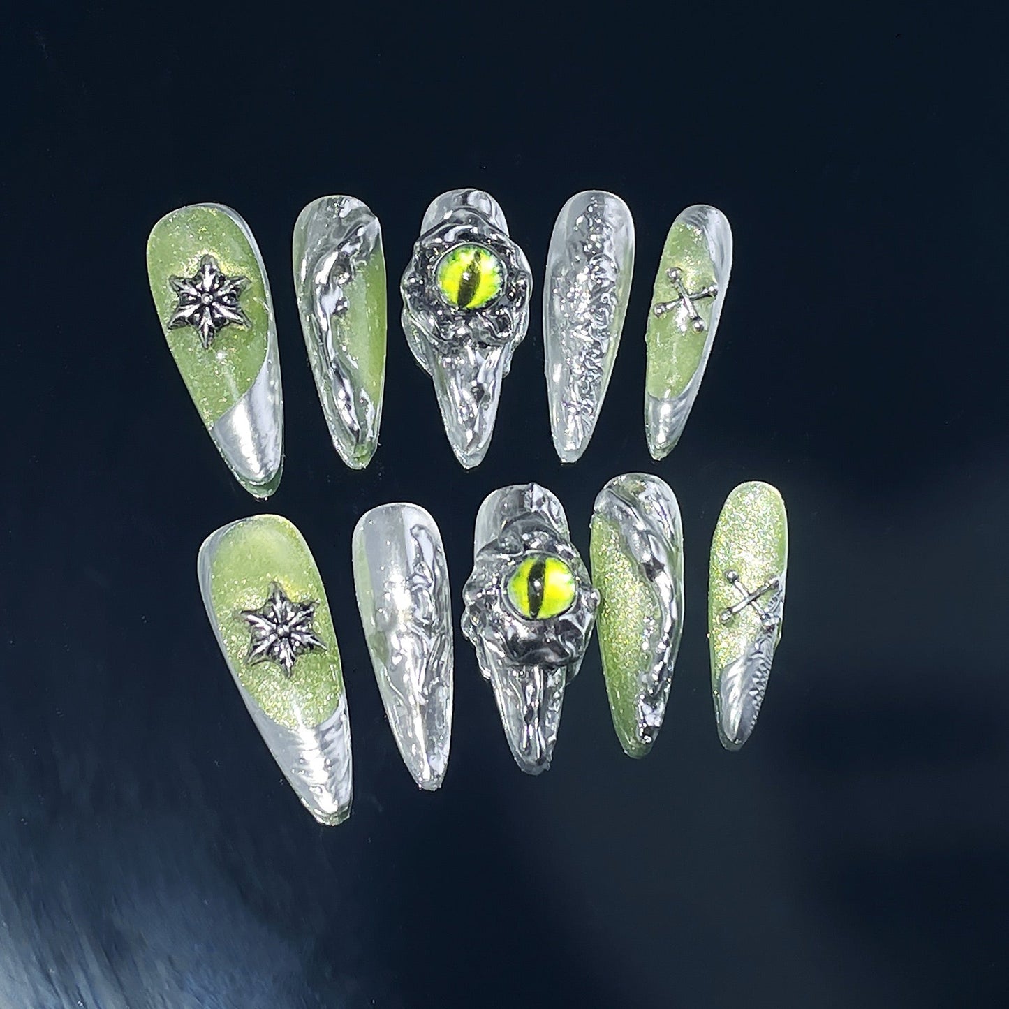 Fairy's Gaze Metal Holographic Long Nail Stickers