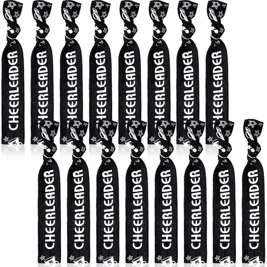 68 Pcs Cheer Bracelets Bulk Cheer Hair Ties Cheerleader Gifts Motivational Bracelets Cheer Gifts Wristbands for Cheerleading Gifts Women and Girls Cheer Squad Party Favors, Pom Pom Design (Black)
