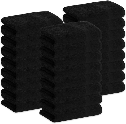 GREEN LIFESTYLE Black Bleach Proof Towels Bulk Sets 100% Cotton 16' X 25' Premium Spa Quality, Super Soft and Absorbent for Gym, Pool, Spa, Salon and Home 24 Pack