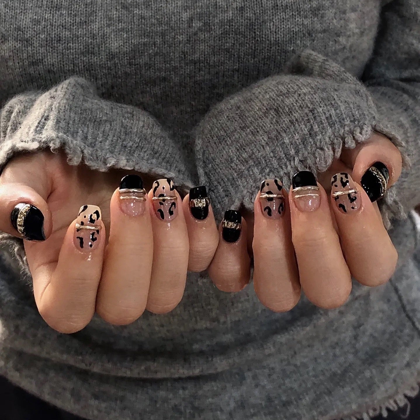 Leopard print multicolor False Nails from SHOPQAQ