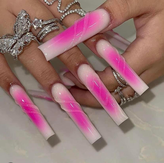 3XL Pink Airbrush with 3D Press On Nails