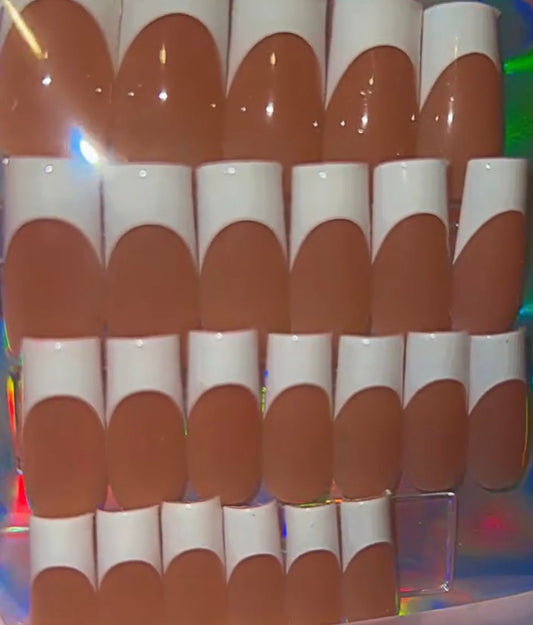 French Tip Long Square Press On Nails