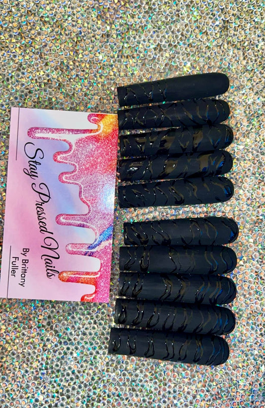 Black Matte & Glossy Red Bottom Press On Nails