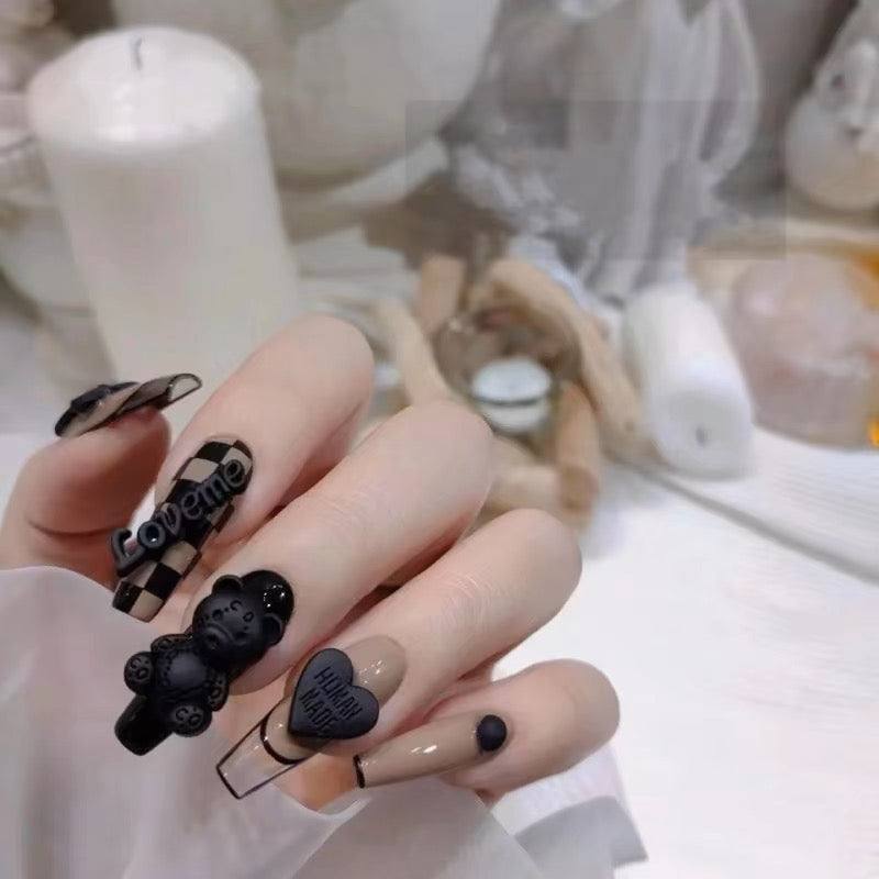 Bear Heart Patch Nail Stickers