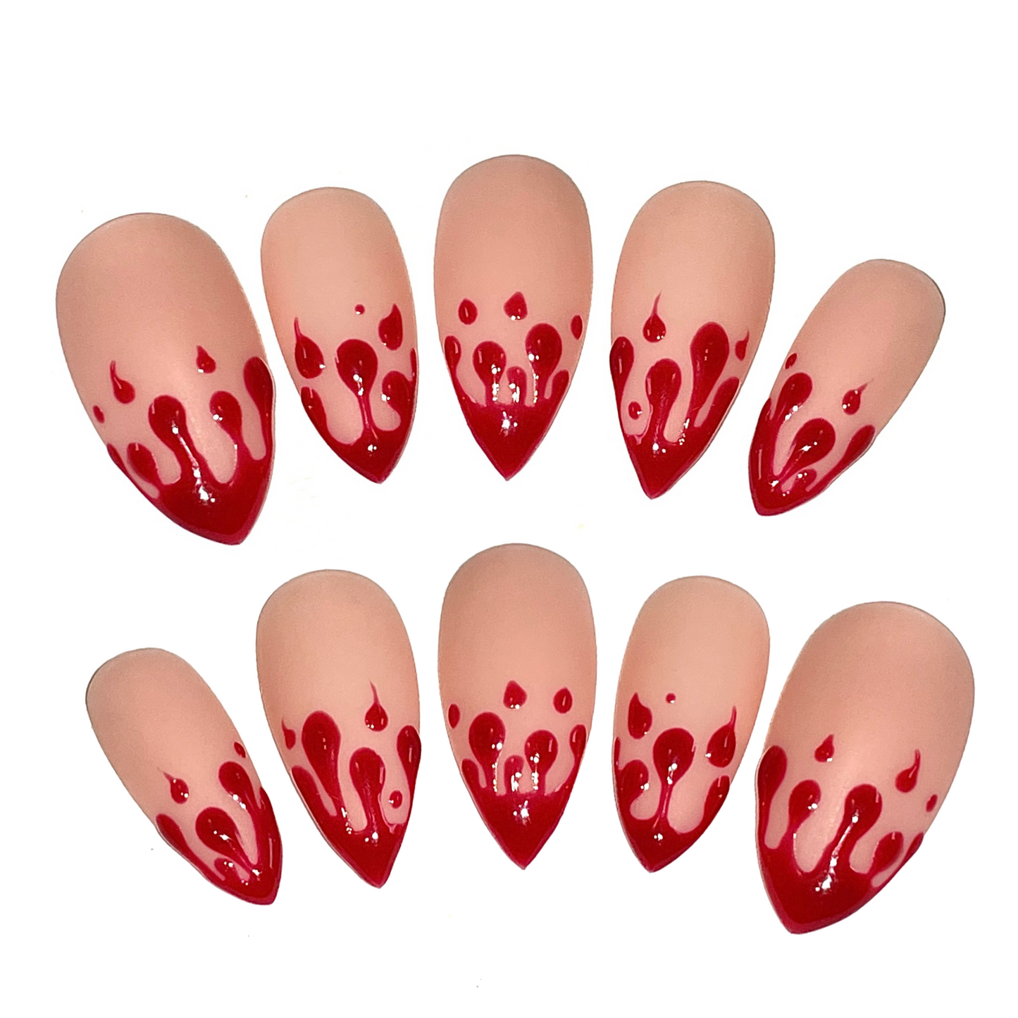 Carrie | Glossy Red Drip Press-on Nails
