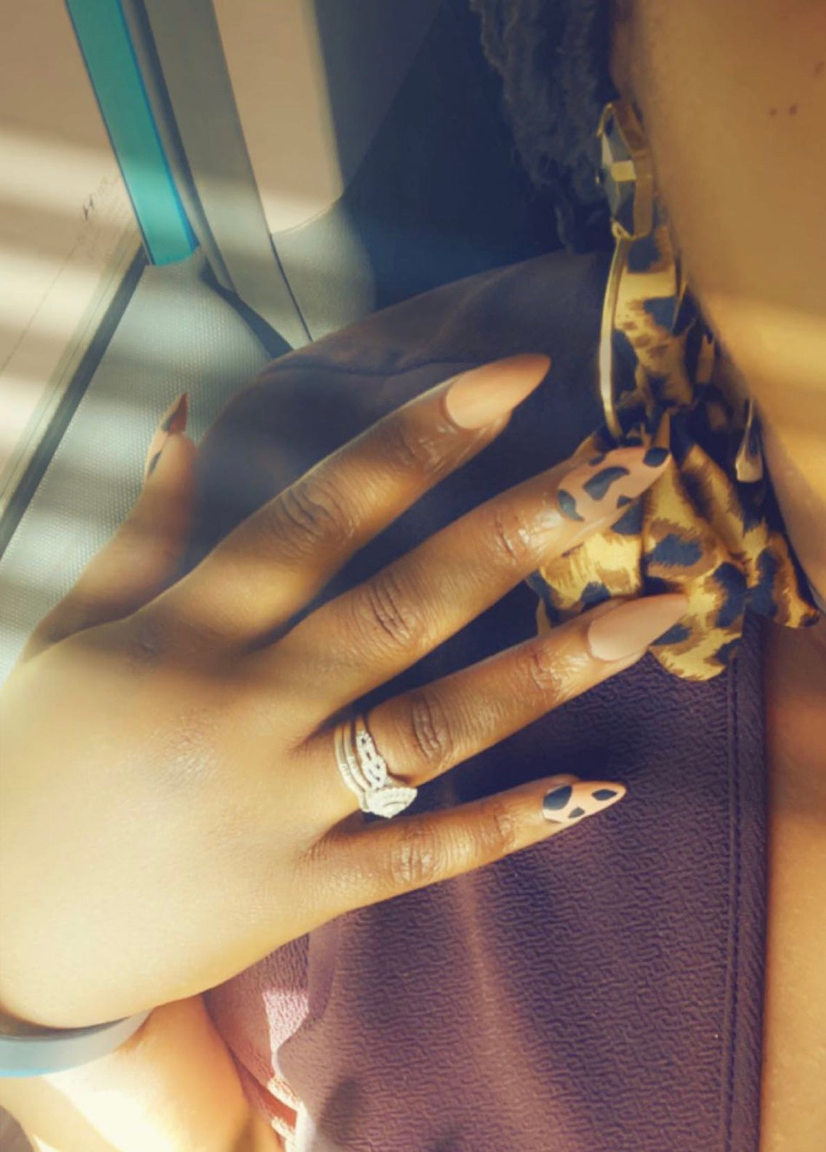 Matte Brown & Black Spotted Press On Nails