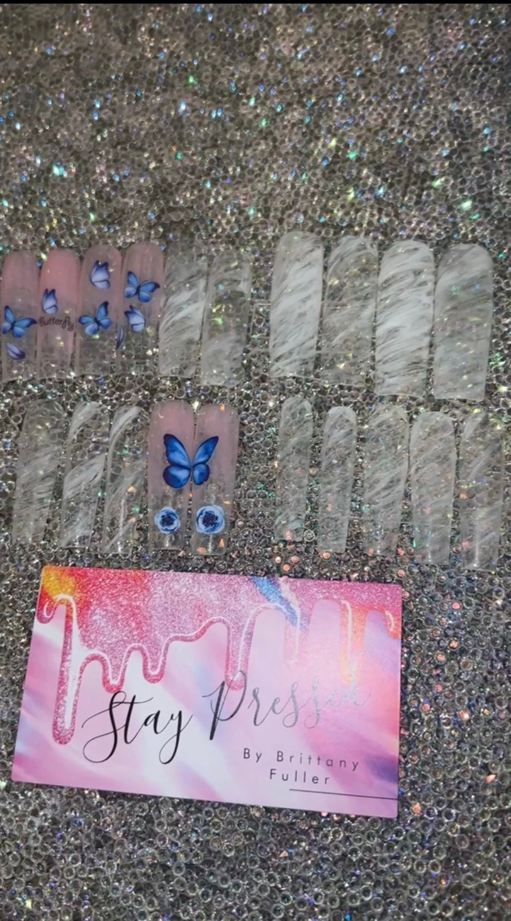 Butterfly Marble Press On Nails